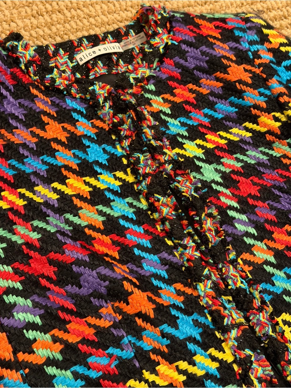 Alice + Olivia Andreas Rainbow Tweed Jacket Small - Picture 9 of 11